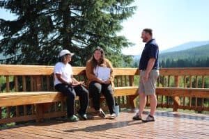 Therapists and teen at a residential treatment facility.